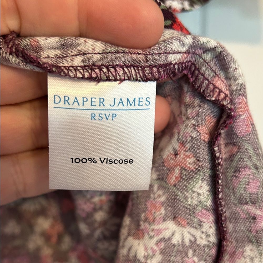 DRAPER JAMES RSVP Womens Cropped Ruffled Top Plum Multi Floral Size Medium - Picture 7 of 9